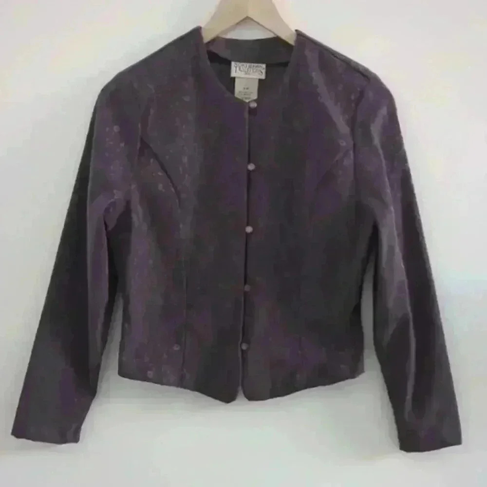 NORTHERN TRADITIONS | Women's Vintage Purple Floral  Soft Button Up Blazer